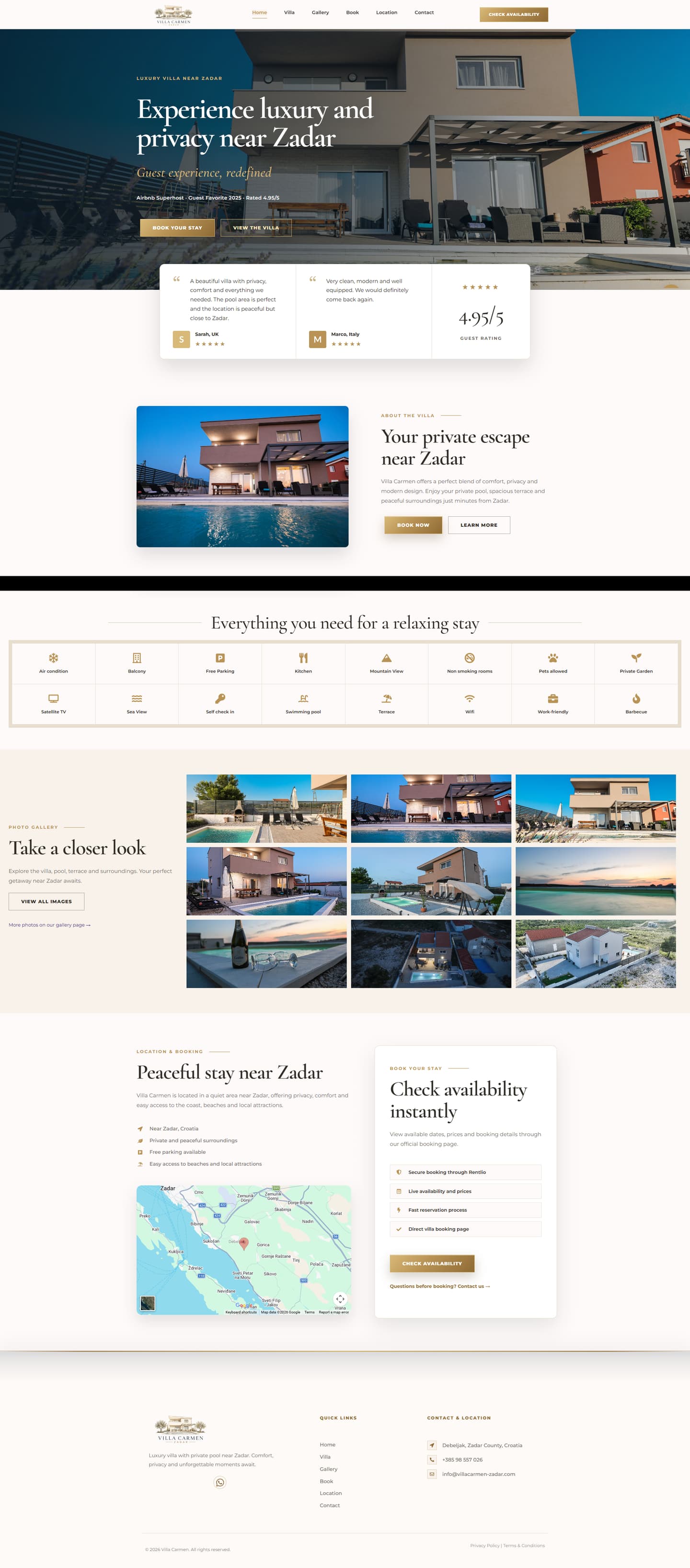 Villa Carmen website homepage screenshot